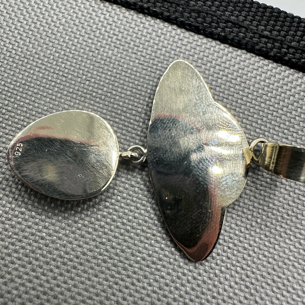 👽 Sterling Silver 925 Green Opal Alien Spaceship 🛸 Necklace Pendant Handmade UFO - Picture 6 of 7